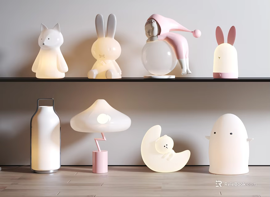 Cute Creative Animal Shaped Table Lamps For Kids Room Decorative Lighting 3d model 