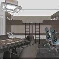 Modern Esports Hotel Guest Room With Gaming Chairs Twin Beds Desk And Recessed Lighting