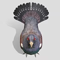 Grouse Bird With Dark Feathers Red Eye Green Chest And White Spots On Tail