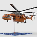 Orange Lego Helicopter Model With Striped Rotors On Blue Baseplate 3d model