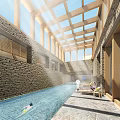 Modern Scattered Layout Hotel Buildings Under Starry Sky Milky Way Mountain Backdrop With Roof Lights