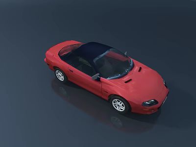 Red Two Door Sports Car With Black Roof Silver Wheels And Sleek Exterior Design 3d model