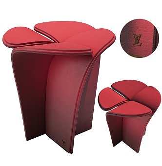 Modern LV Low Stool Dressing Stool Side Corner 3d model