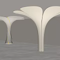 Modern Sculptural Tables With White Petal Shaped Bases And Gold Accents