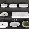 Modern Washbasin Designs With Different Shapes Marble And Colored Variations 3d model