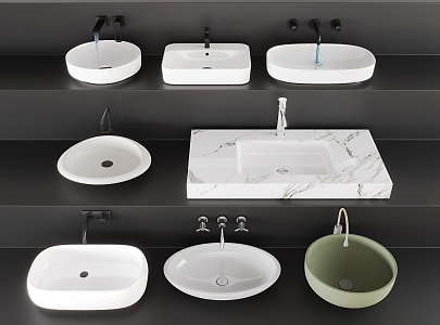 Modern wash basin faucet counter basin combination 3d model