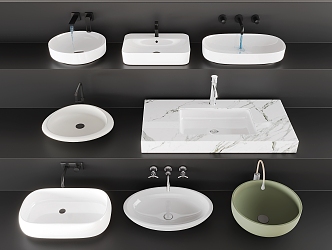 Modern wash basin faucet counter basin combination 3d model