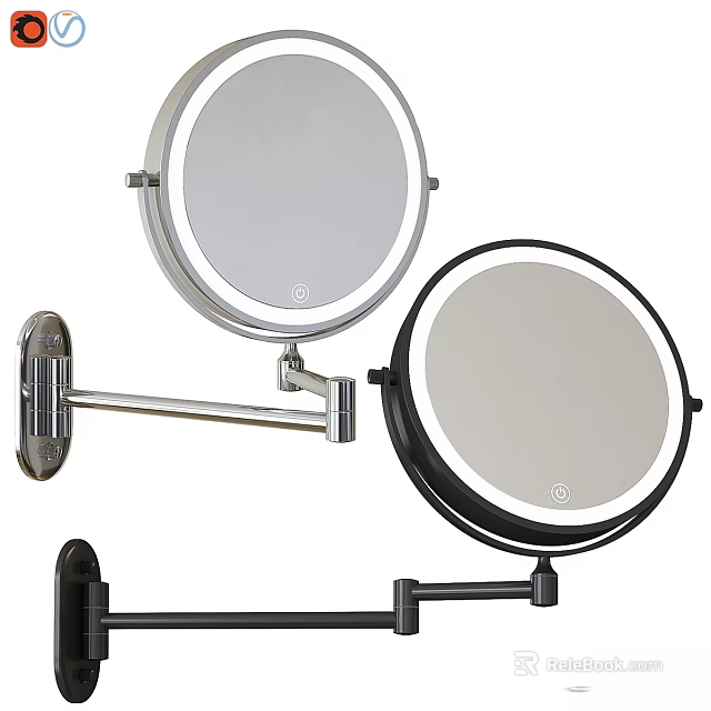 Modern Wall Mounted LED Mirrors With Swivel Arm And Adjustable Lighting Design 3d model 