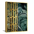 Modern abstract painting gold and silver porch abstract color block decorative painting 3d model