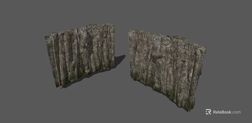 Natural Weathered Stone Walls With Rough Textured Surface For Outdoor Decor 3d model 