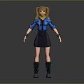 3D Female Biological Character With Blonde Twin Ponytails Yellow Scarf Blue Jacket And Black Boots