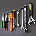 Professional Hardware Tools Collection Including Adjustable And Socket Wrenches With Yellow Black Handles 3d model