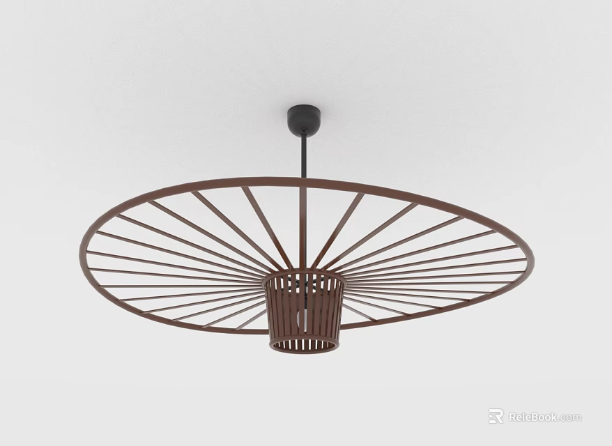 Modern Brown Chandelier with Radial Design Central Basket Structure and Home Ceiling Light Decor 3d model 