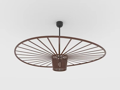 Modern Brown Chandelier with Radial Design Central Basket Structure and Home Ceiling Light Decor 3d model