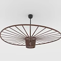Modern Brown Chandelier with Radial Design Central Basket Structure and Home Ceiling Light Decor