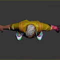 Stylish 3D Character Model Wearing Yellow Jacket Black Pants And Colorful Shoes