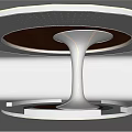 Modern Sculptural White Column With Round LED Lit Ceiling And Wooden Base