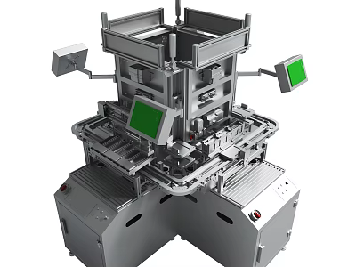 Industrial Mechanical Equipment With Metal Structure Green Screens And Control Panels 3d model