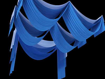 Blue Flowing Ceiling Drapery With Elegant Folds For Decorative Event Design 3d model