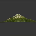Detailed 3D Garden Landscape Model Featuring Green Vegetation And Snowy Hilltop