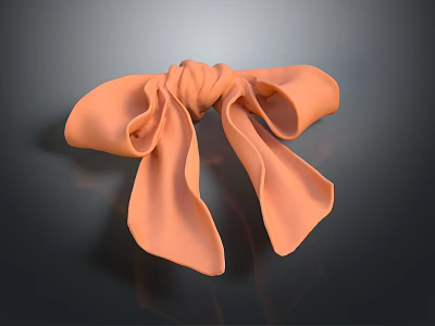 Elegant 3D Rendered Orange Bow With Soft Fabric On Dark Background 3d model