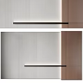 Modern Luxury Wall Design With Striped Panels And Brown Wooden Accents
