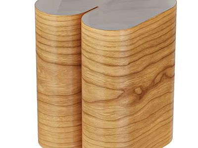 Modern Wooden Table Lamp With Natural Wood Grain And Silver Base Design 3d model