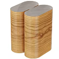 Modern Wooden Table Lamp With Natural Wood Grain And Silver Base Design