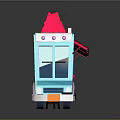 Cute Doll Topped Blue Boba Nini Food Truck With Pink Awning And Windows