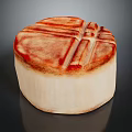 Traditional Chinese Mooncake With Red Glaze And Cross Patterns On White Base