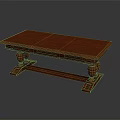 Traditional Wooden Red Long Table With Carved Decorative Legs Design