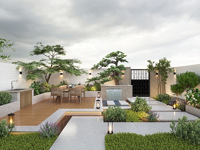 Courtyard Villa Courtyard Home Courtyard Landscape Garden 3d model