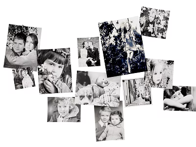 Black and White Family Photo Wall with Vintage Memories and Collage Arrangement 3d model