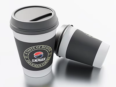 Pepsi Paper Cups With Lids Black And White Design Taste Of Heaven Premium Quality 3d model