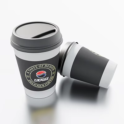 Pepsi Paper Cups With Lids Black And White Design Taste Of Heaven Premium Quality 3d model