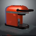 Red Modern Espresso Coffee Machine With Black Base And Metallic Accents