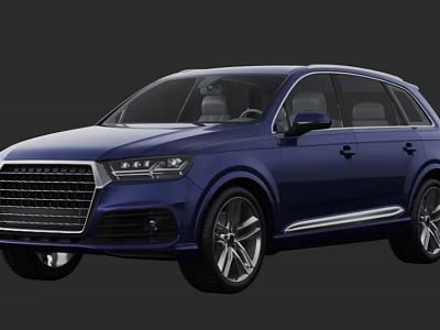 Blue Audi SUV with Front Grille LED Headlights and Silver Wheels 3d model