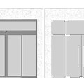 Modern Glass Sliding And Double Doors With Black Frames On Light Wall 3d model