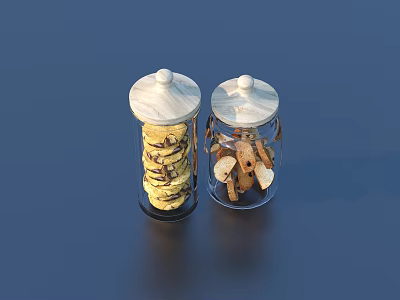 Glass Jars with Wooden Lids Storing Cookies and Dried Snacks for Kitchen Organization 3d model