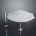 Modern White Round Outdoor Patio Umbrella With Stand And Sleek Design