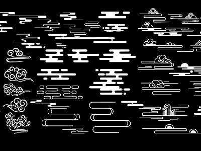 Traditional Chinese Pattern Design With Cloud Motifs Waves And Mountain Shapes 3d model