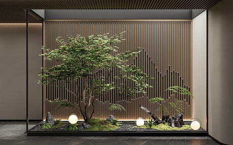 modern landscape sketch courtyard sketch indoor landscape landscaping plant combination stone pebble plant pile landscape tree 3d model