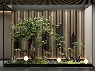 modern landscape sketch courtyard sketch indoor landscape landscaping plant combination stone pebble plant pile landscape tree 3d model