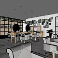 Elegant Beauty Hair Salon Interior With Green Plant Wall Wooden Cabinets And Comfortable Sofa