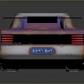 Futuristic Car Model With Sleek Metallic Body Rear Spoiler And Pink Purple Reflections