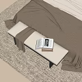 Bedroom Bench With Light Colored Cushion And Black Legs Open Book Blanket Beside Bed Rug