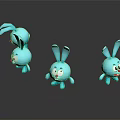 Blue Rabbit Cartoon Characters Stuffed Toys With Different Poses And Cute Expressions