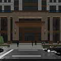 Elegant High Rise Architectural Exterior With Stone Facade Glass Windows And Decorative Entrance Portico