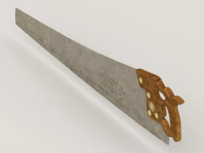 Durable Hardware Tool Saw For Woodworking With Wooden Handle And Sharp Metal Blade 3d model