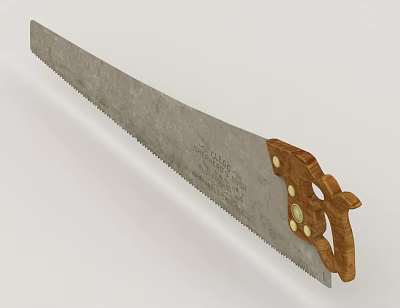 Durable Hardware Tool Saw For Woodworking With Wooden Handle And Sharp Metal Blade 3d model